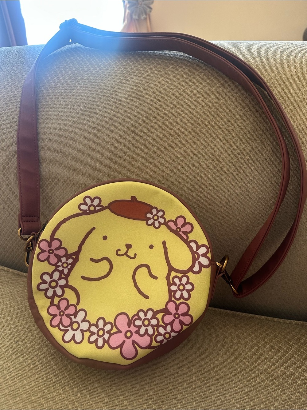 Loungefly Yellow & Brown Pompompurin Floral Crossbody Bag